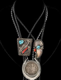 NAVAJO AND OTHER STERLING SILVER BOLO TIES
