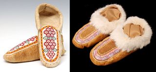 LATE 20TH CENTURY CREE AND ATHABASCAN MOCCASINS