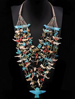 AN ELABORATE ZUNI FETISH NECKLACE OF 200 CARVED PIECES