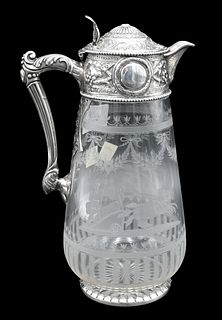 Continental Silver and Glass Pitcher