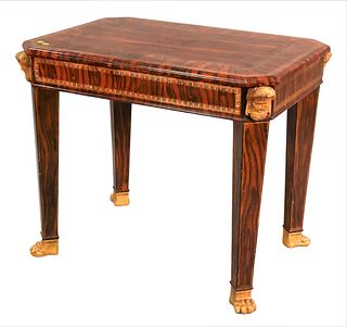Leather Wrapped Neoclassical Style Center Table