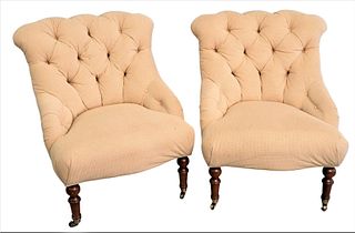 A Pair of Upholstered Slipper Chairs