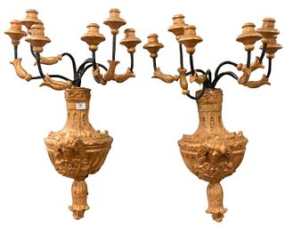 Pair of Carved Wall Sconces