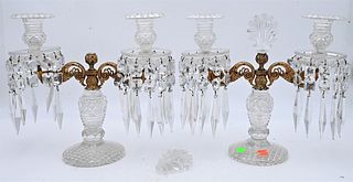A Pair of Cut Glass Candelabras