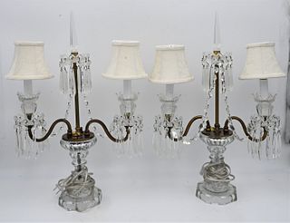 Pair of Crystal Candelabra Table Lamps