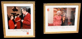 Group of Four George and Barbara Bush Signed Photos