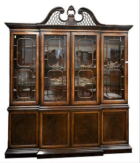 Drexel Heritage Heirlooms Mahogany Inlaid Two Part Breakfront