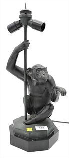 Max Le Verrier (1891-1973) French Bronze and Marble Monkey Table Lamp