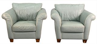 Natuzzi Leather Upholstered Club Chairs