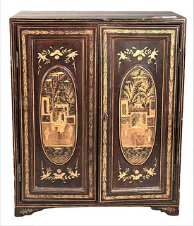 Chinese Export Black and Gilt Lacquer Collector's Cabinet