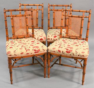 Set of Four Faux Bamboo Side Chairs