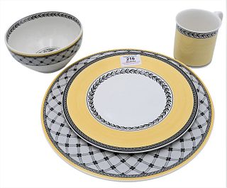 48 Piece Set of Villeroy and Boch Auden Chasse Pattern Setting for 12