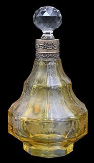 Amber to Clear Cut Crystal Decanter