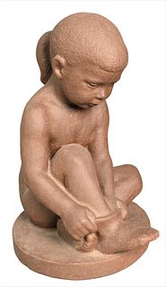 Large Stoneware Figure of a Young Girl