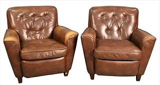 Pair of Bradington Young Leather Upholstery Club Chairs
