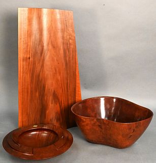 Three Modern Wood Sculpture Bowls