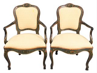 A Pair of French Painted Armchairs
