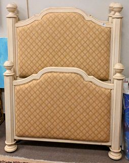 A Pair of Painted and Upholstered Twin Size Beds
