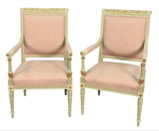 Pair of Neoclassical Open Arm Chairs