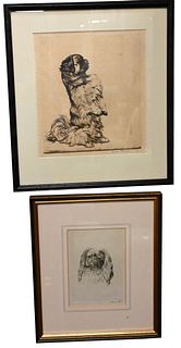 Group of Five Dog Etchings