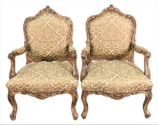A Pair of Louis XV Style Open Armchairs