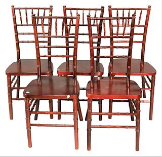 Set of Five Faux Bamboo Side Chairs