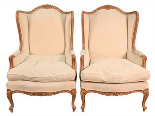 A Pair of Louis XV Style Wing Chairs