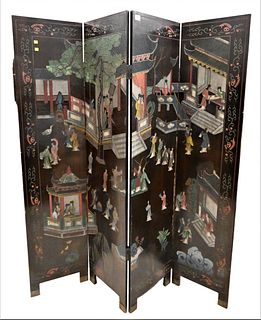 Two Sided Four Fold Chinese Dressing Screen