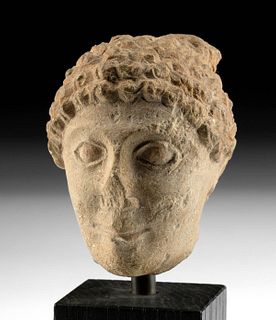 Superb Cypriot Limestone Head of Male Youth