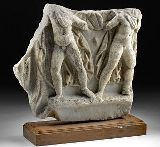 Roman Marble Relief Youthful Nude Cupids