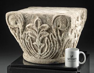 4th C. Byzantine Marble Capital Acanthus Leaves Volutes
