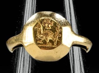 5th C. Byzantine 21K+ Gold Ring Bird Insignia