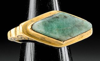 6th C. Byzantine 20K+ Gold Ring Beryl Stone