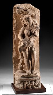 11th C. Indian Chandela Stone Panel Goddess Saraswati