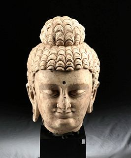 4th C. Gandharan Stucco Head Enlightened Buddha