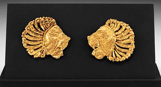 Superb Persian Achaemenid 23K+ Gold Lion Appliques