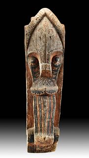 19th C. Indonesian Wood House Ornament Head of a Singa