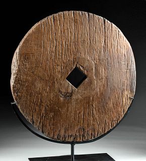 Impressive 19th C. Indonesian Wood Wagon Wheel