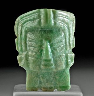 Maya Greenstone Pendant Maskette Stylized Face