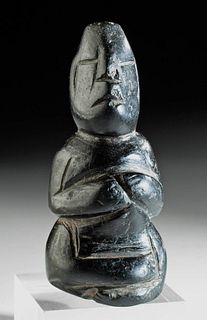Rare Olmec Stone Seated Figure Shaman Transformation