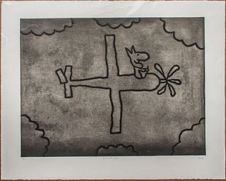 Michael Leunig "Ace in the Clouds" Etching