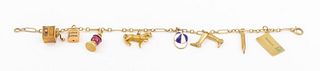 Antique 14K Gold Equestrian Charm Bracelet