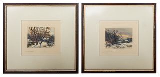 C.G. Davidson Winter Landscape Watercolors, 2