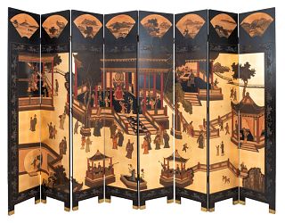 Chinese Coromandel Eight Panel Screen