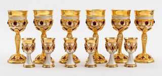Gothic Revival Signed Handmade Gilt Metal Chalices