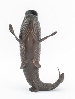 Japanese Meiji Bronze Carp Fish Vase