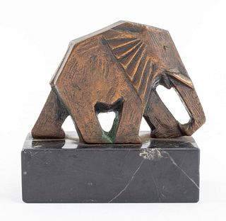 Art Deco Cubist Bronze Elephant Sculpture