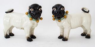 Mottaheddeh Meissen Style Porcelain Pug Dogs, Pair
