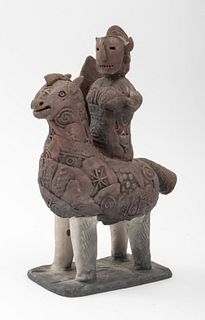 Louis Mendez Ceramic Sculpture of Knight on Horse
