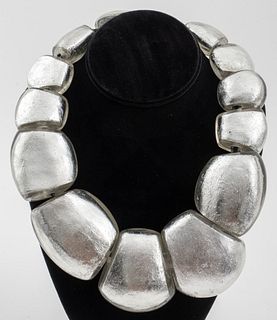 Monies Lucite with Silver Leaf Statement Necklace